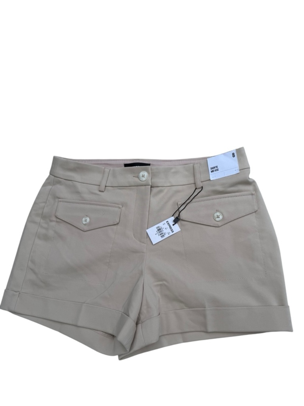Express Beige Cuffed Front-Pocket Shorts